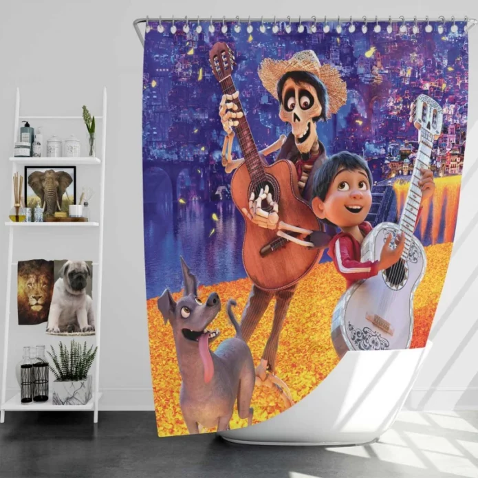 Coco Movie Dante Hector Miguel Rivera Bath Shower Curtain