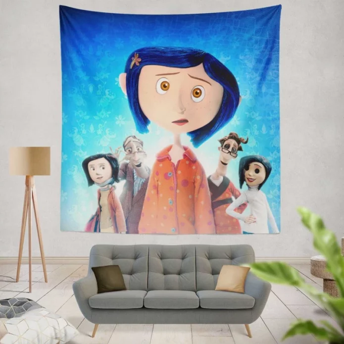 Coraline Movie Coraline Jones Mel Jones Wall Hanging Tapestry