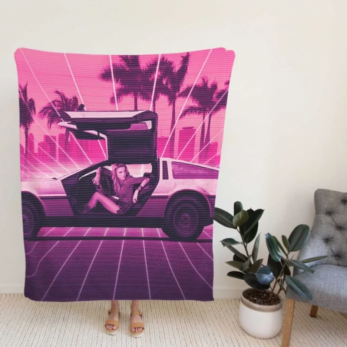 Drive Angry Movie Amber Heard DeLorean Car Fleece Blanket