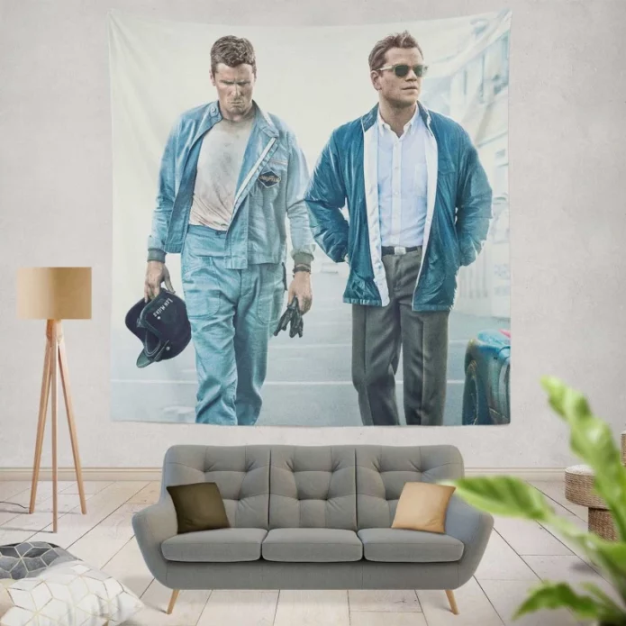 Ford v Ferrari Movie Christian Bale Matt Damon Wall Hanging Tapestry