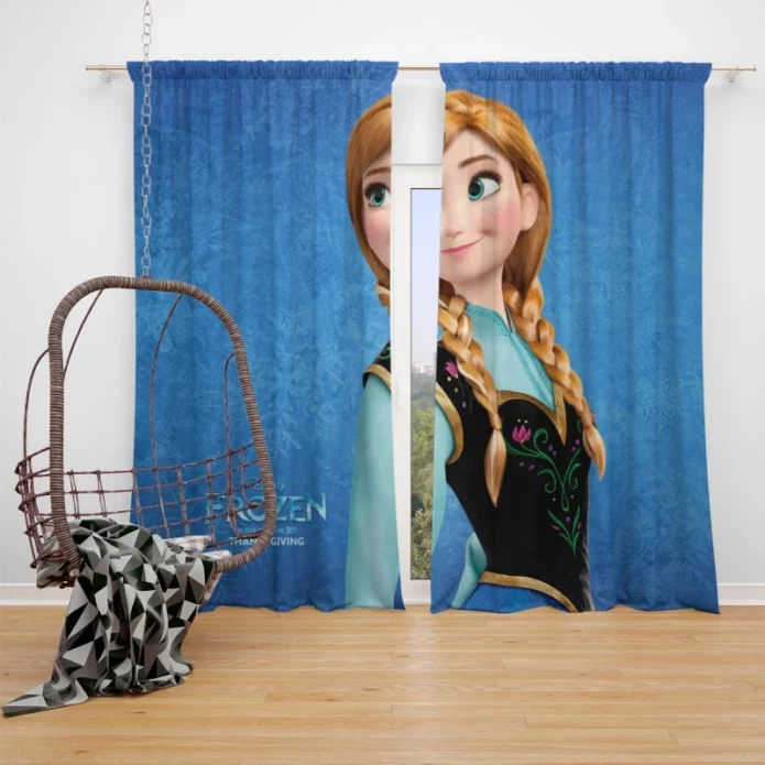 Frozen Animated Movie Anna Window Curtain