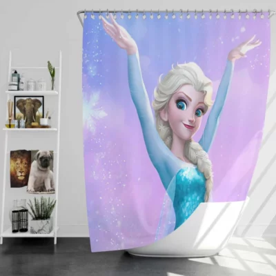 Frozen Movie Elsa Ice Castle Princess Bath Shower Curtain