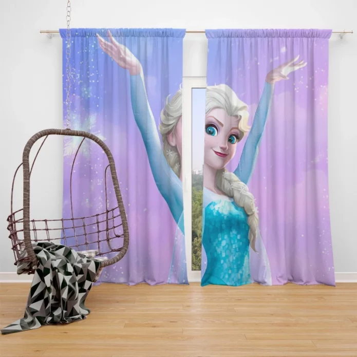 Frozen Movie Elsa Ice Castle Princess Window Curtain