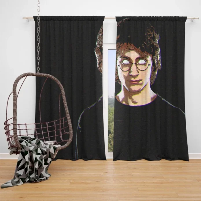 Harry Potter Movie Daniel Radcliffe Glitch Art Window Curtain