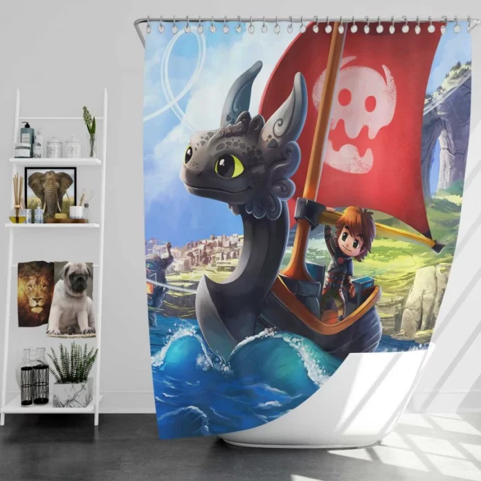 How To Train Your Dragon Movie Hiccup Chibi Bath Shower Curtain