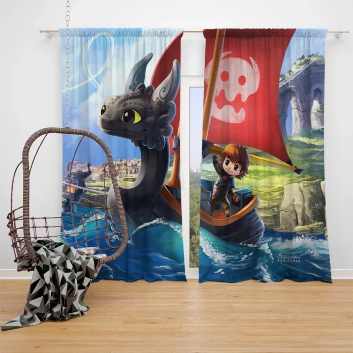 How To Train Your Dragon Movie Hiccup Chibi Window Curtain