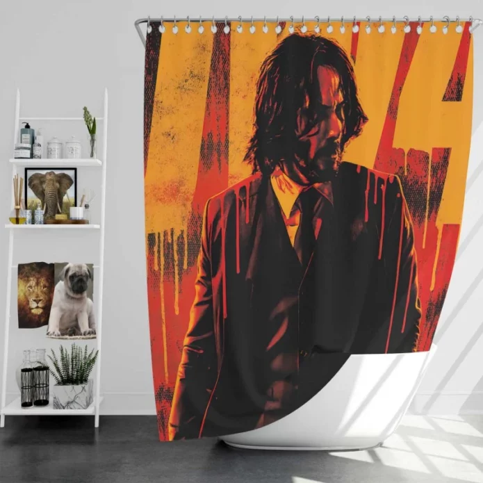 John Wick Chapter 4 Movie Keanu Reeves Bath Shower Curtain