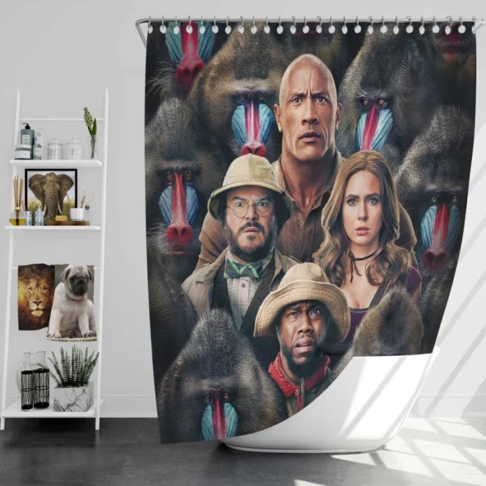 Jumanji The Next Level Movie Cast Poster Bath Shower Curtain