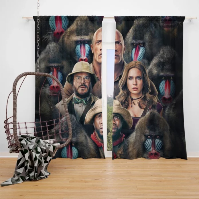 Jumanji The Next Level Movie Cast Poster Window Curtain