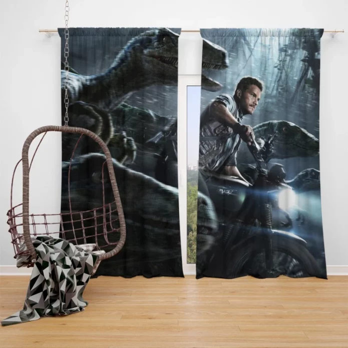 Jurassic World Movie Chris Pratt Sci-fi Window Curtain