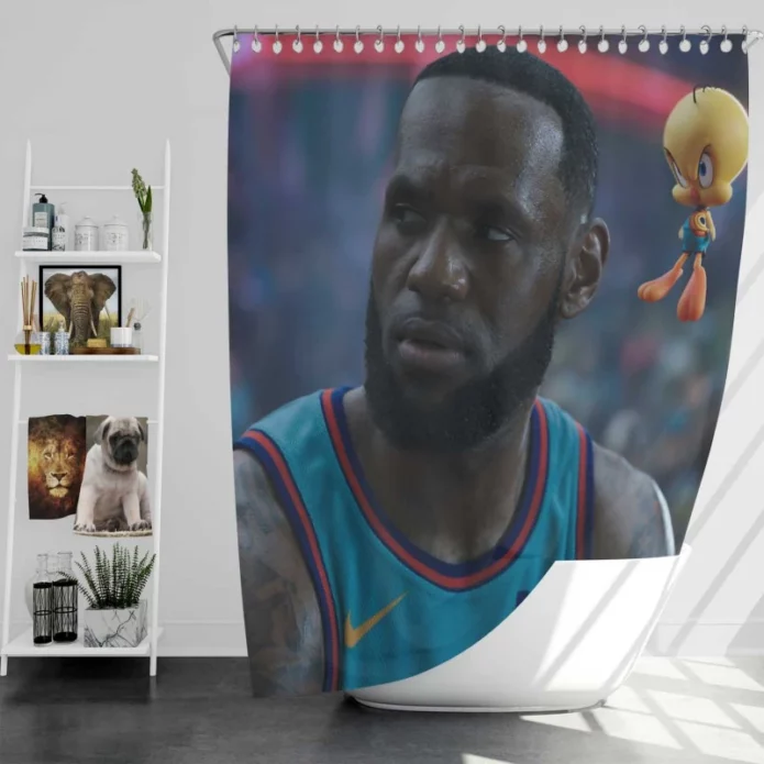 LeBron James Space Jam 2 Movie Bath Shower Curtain