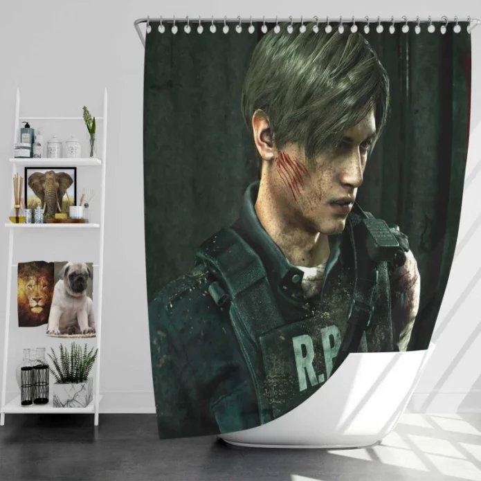 Leon S Kennedy Movie Resident Evil 2 Bath Shower Curtain