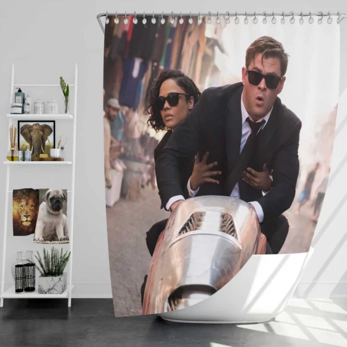 Men in Black International Movie Tessa Chris Hemsworth Bath Shower Curtain