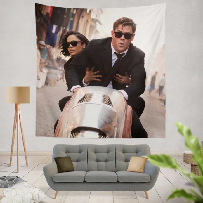 Men in Black International Movie Tessa Chris Hemsworth Wall Hanging Tapestry