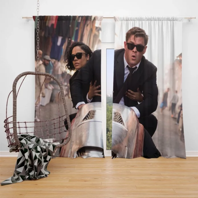 Men in Black International Movie Tessa Chris Hemsworth Window Curtain