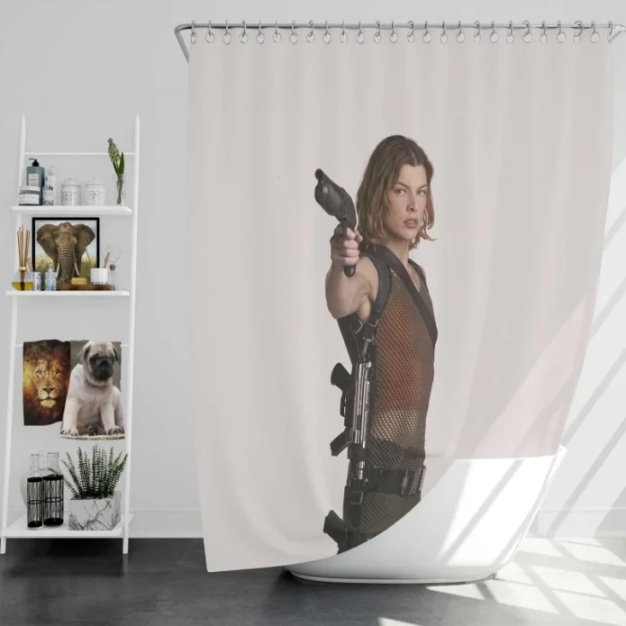 Milla Jovovich in Resident Evil Apocalypse Movie Bath Shower Curtain