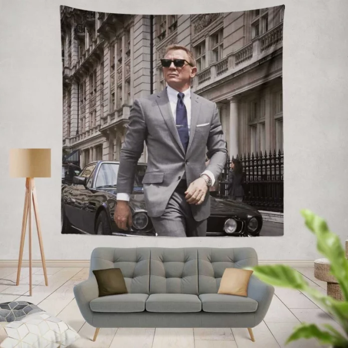 No Time to Die Movie Daniel Craig James Bond Wall Hanging Tapestry