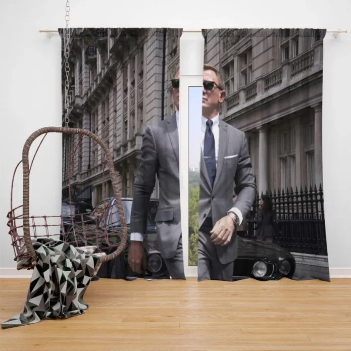 No Time to Die Movie Daniel Craig James Bond Window Curtain