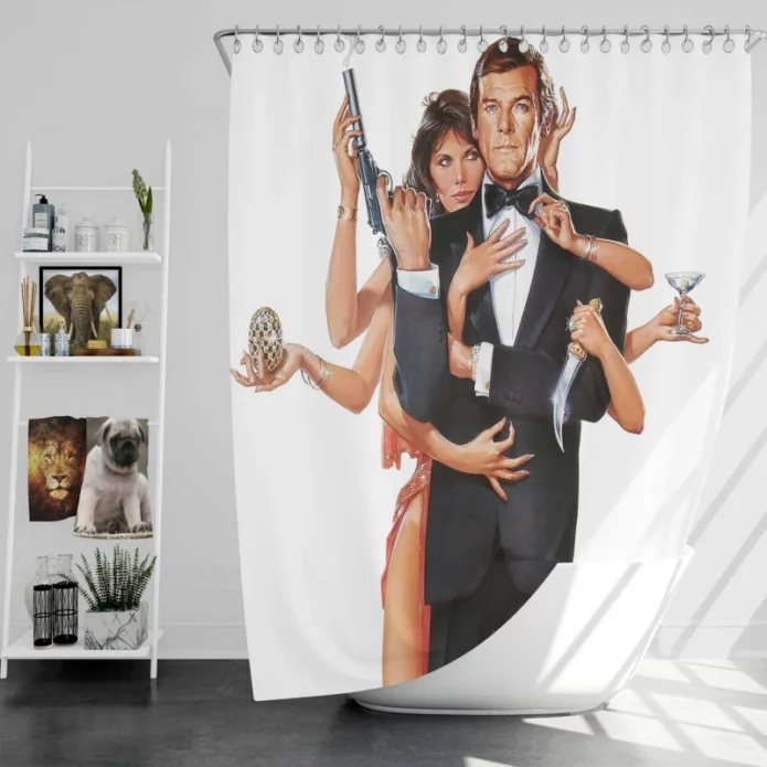 Octopussy Movie James Bond Roger Moore Maud Adams Bath Shower Curtain