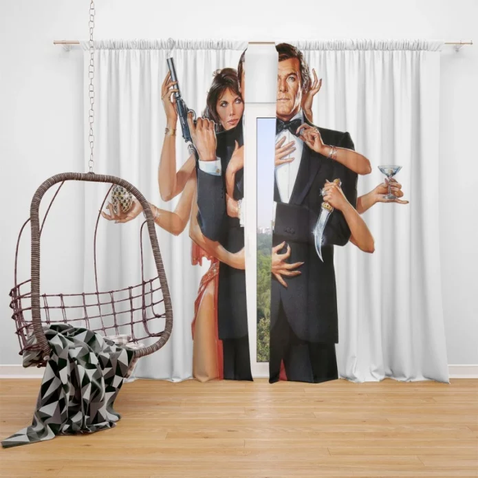 Octopussy Movie James Bond Roger Moore Maud Adams Window Curtain