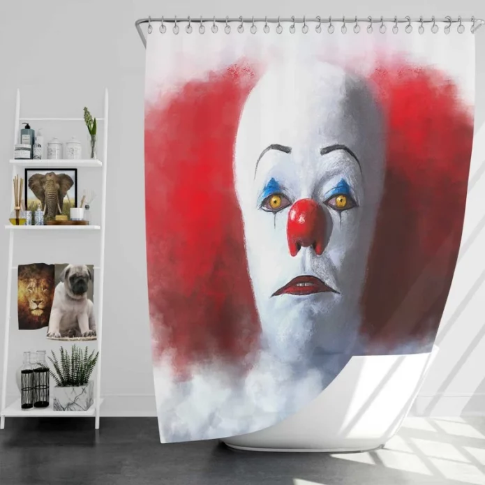 Painting of Pennywise in It Movie Bath Shower Curtain