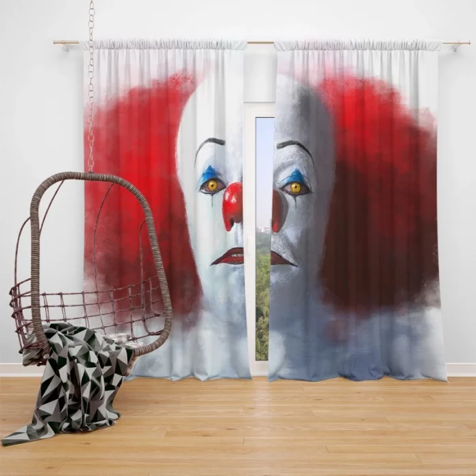 Painting of Pennywise in It Movie Window Curtain