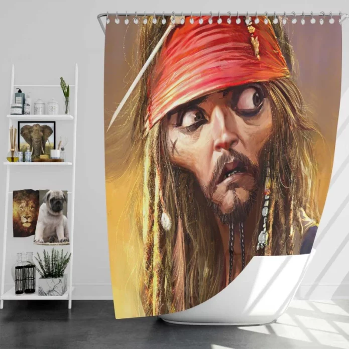Pirates Of The Caribbean Movie Jack Sparrow Bath Shower Curtain