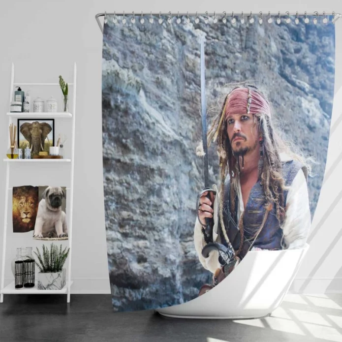 Pirates of the Caribbean On Stranger Tides Movie Jack Sparrow Bath Shower Curtain