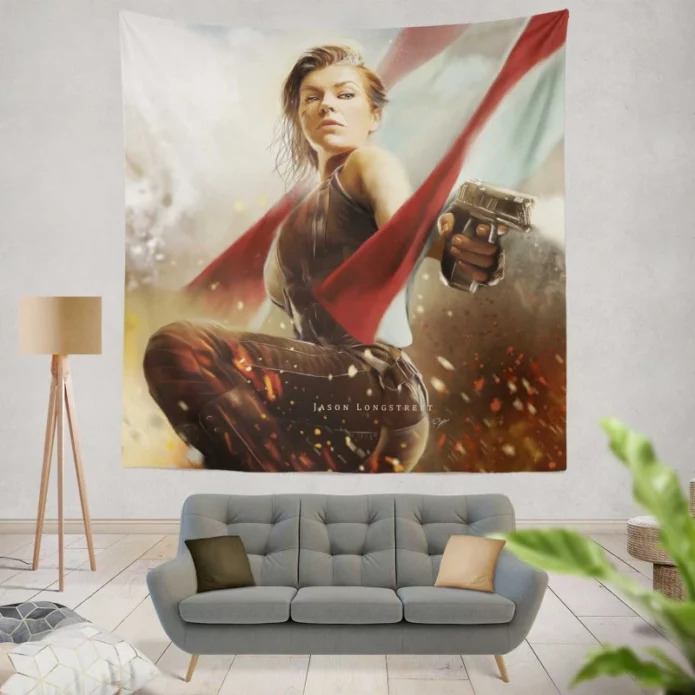 Resident Evil Action Horror Movie Milla Jovovich Wall Hanging Tapestry
