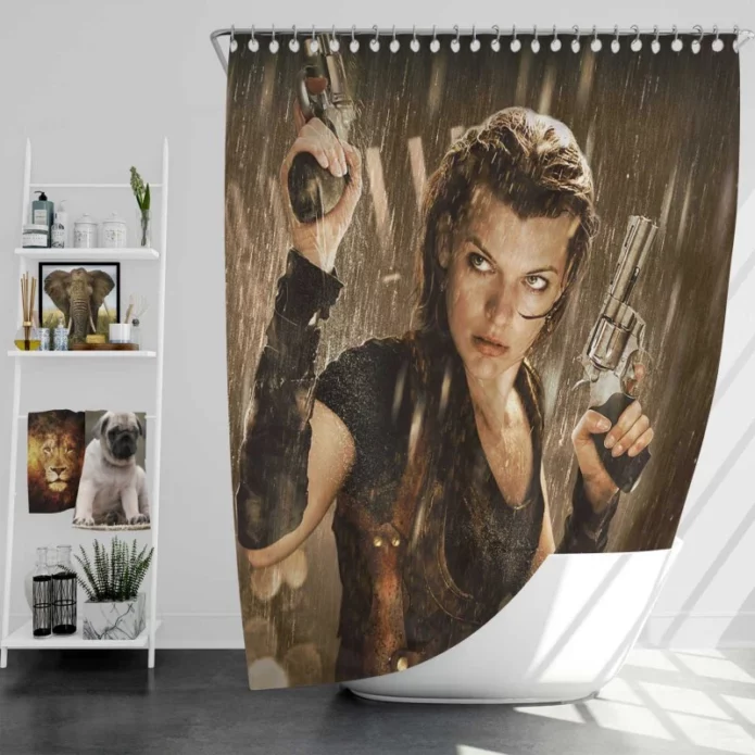 Resident Evil Afterlife Movie Milla Jovovich Alice Bath Shower Curtain