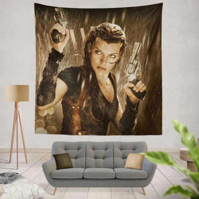 Resident Evil Afterlife Movie Milla Jovovich Alice Wall Hanging Tapestry