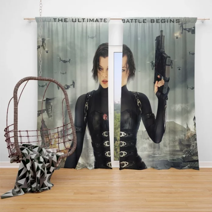 Resident Evil Retribution Movie Milla Jovovich Window Curtain