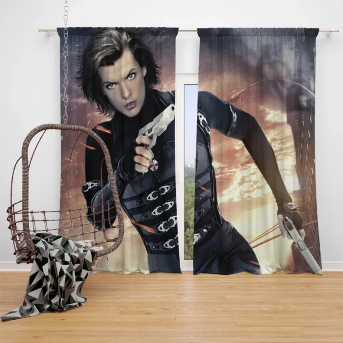 Resident Evil Retribution Thriller Movie Window Curtain