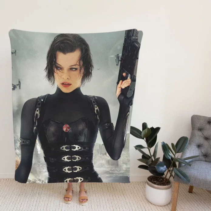 Resident Evil Retribution Woman Warrior Movie Fleece Blanket