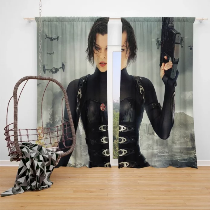 Resident Evil Retribution Woman Warrior Movie Window Curtain