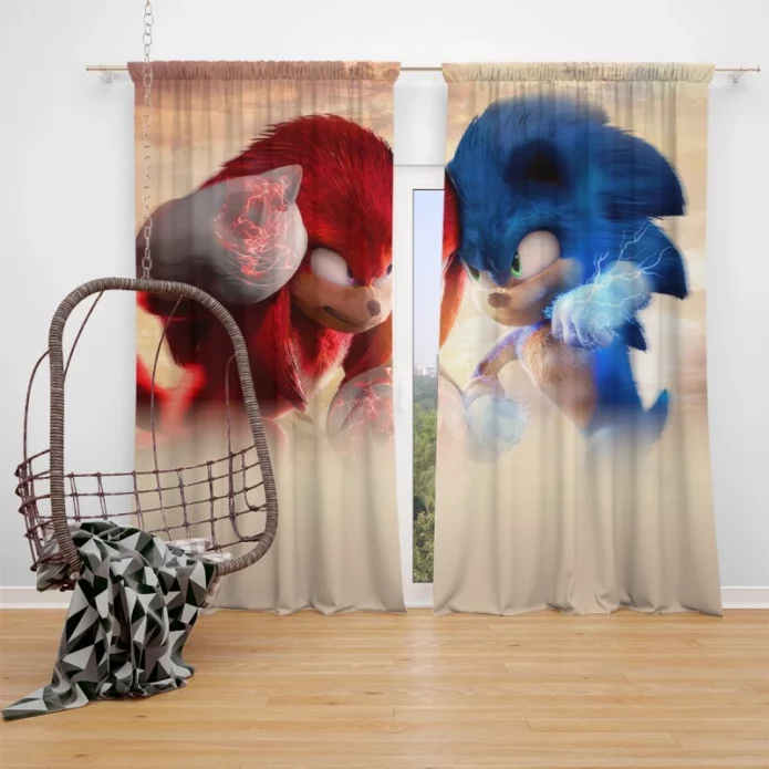 Sonic the Hedgehog 2 Movie Knuckles the Echidna Window Curtain