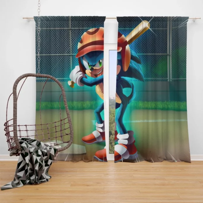 Sonic the Hedgehog Movie Baseball Window Curtain