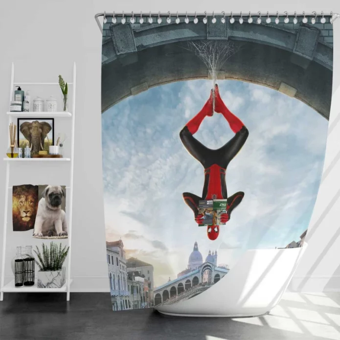 Spider-Man Far From Home Film Super Hero Teen Bath Shower Curtain