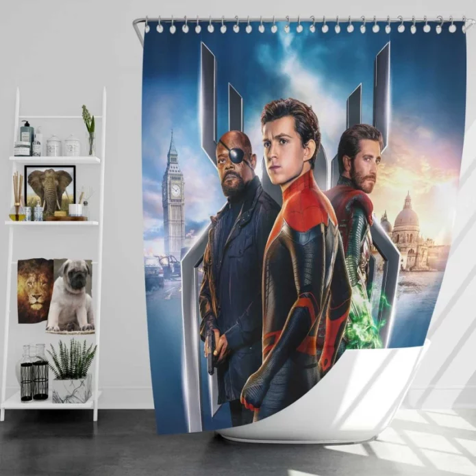 Spider-Man Far From Home Movie Mysterio Nick Fury Bath Shower Curtain