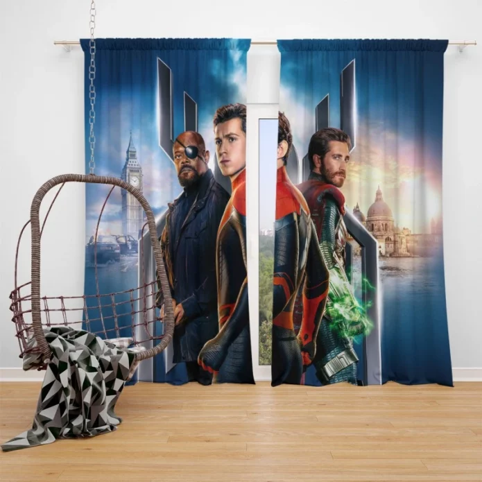 Spider-Man Far From Home Movie Mysterio Nick Fury Window Curtain