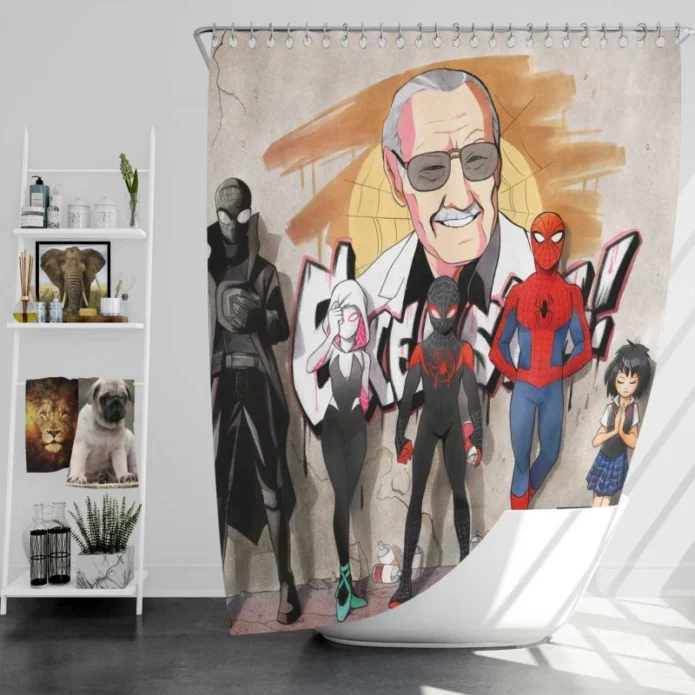 Spider-Man Into The Spider-Verse Movie Bath Shower Curtain