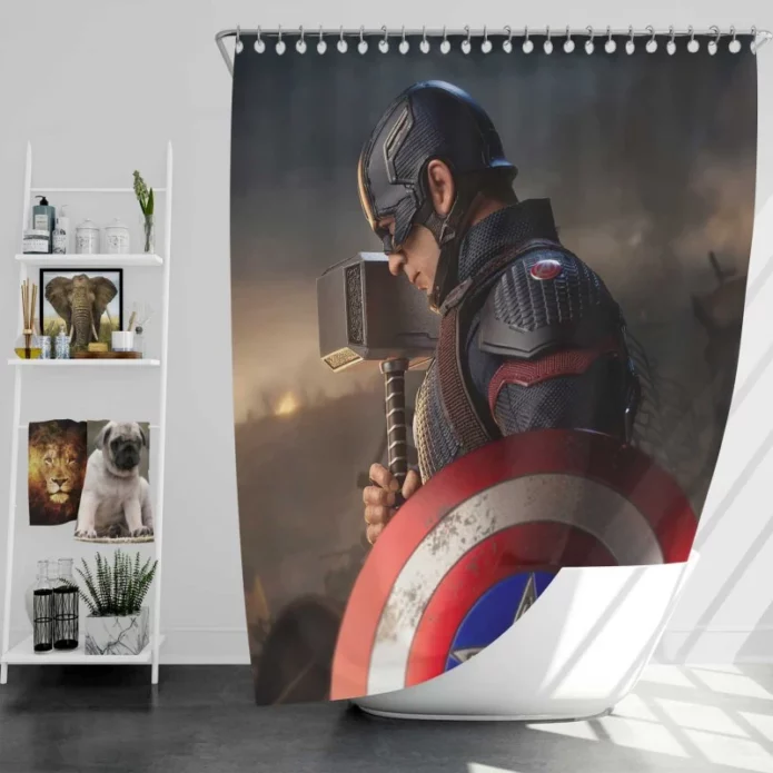 Steve Rogers as Captain America in Avengers Endgame Movie Bath Shower Curtain
