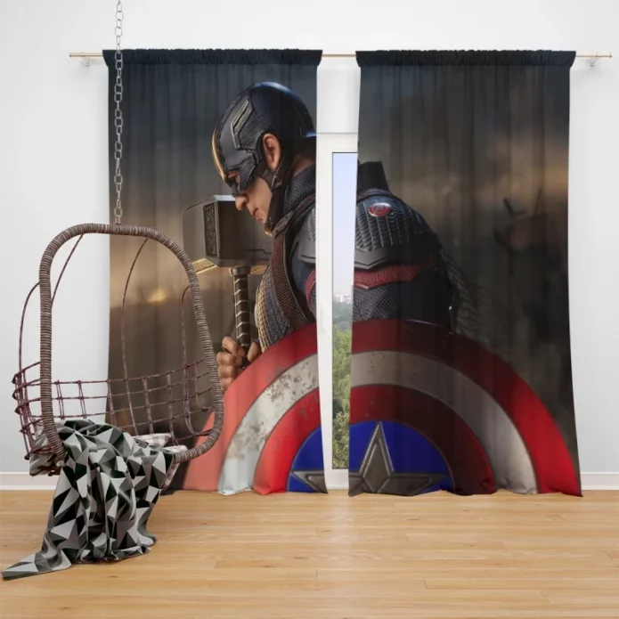 Steve Rogers as Captain America in Avengers Endgame Movie Window Curtain