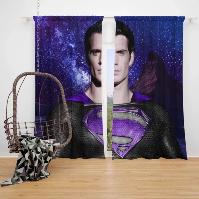Superman in Purple Galaxy Movie Henry Cavill Window Curtain