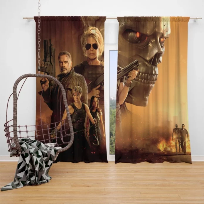 Terminator Dark Fate Movie Arnold Schwarzenegger Window Curtain