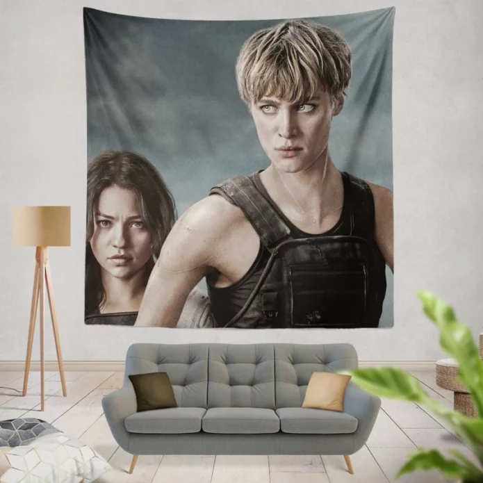 Terminator Dark Fate Movie Grace Mackenzie Davis Natalia Reyes Wall Hanging Tapestry
