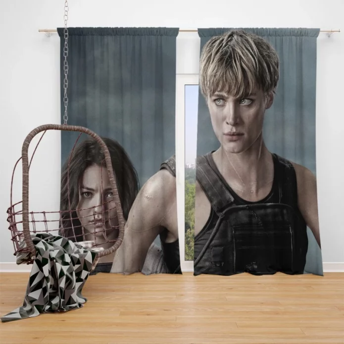 Terminator Dark Fate Movie Grace Mackenzie Davis Natalia Reyes Window Curtain