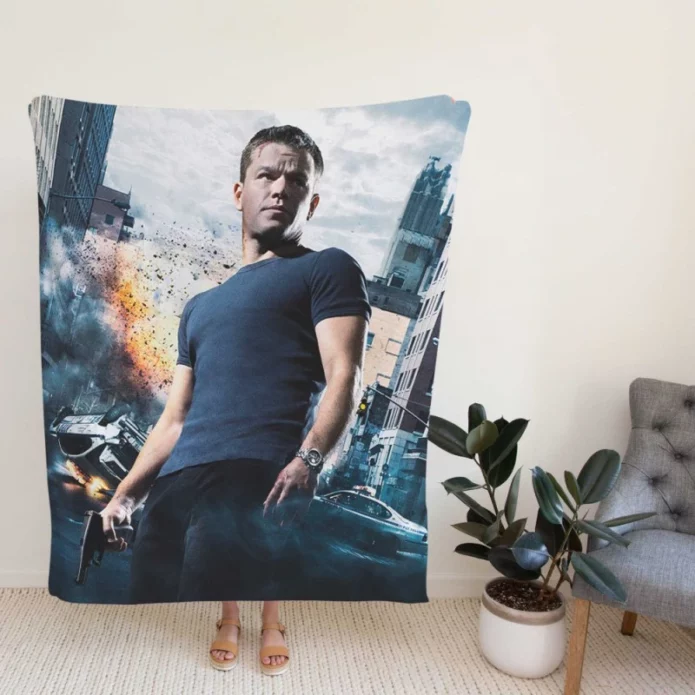 The Bourne Ultimatum Movie Matt Damon Fleece Blanket