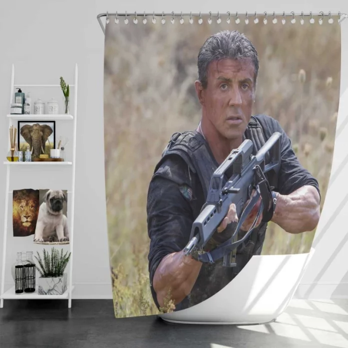 The Expendables 3 Movie Barney Ross Sylvester Stallone Bath Shower Curtain