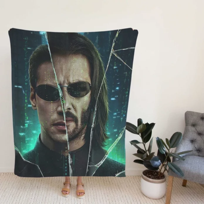 The Matrix Resurrections Movie Keanu Reeves Fleece Blanket